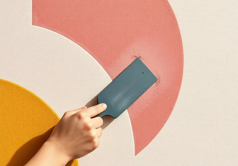 Application d'un enduit décoratif à la lisseuse sur un mur
