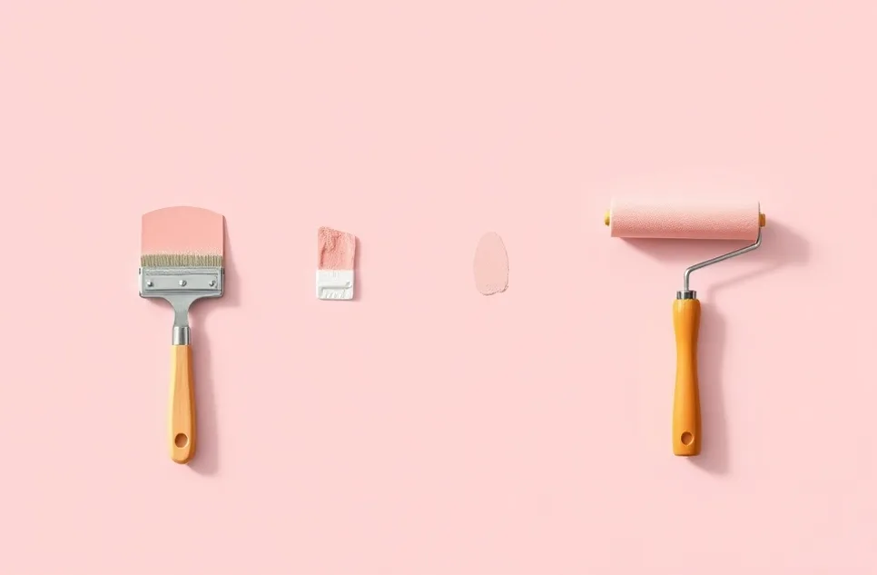 Outils de peinture disposés dans l'ordre des étapes du chantier
